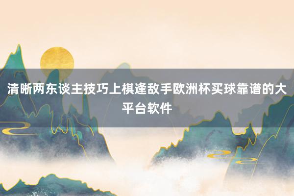 清晰两东谈主技巧上棋逢敌手欧洲杯买球靠谱的大平台软件