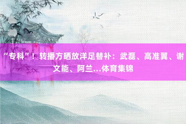 “专科”！转播方晒放洋足替补：武磊、高准翼、谢文能、阿兰...体育集锦