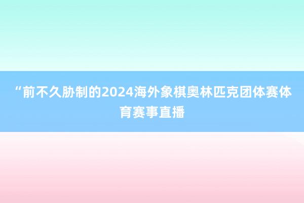 “前不久胁制的2024海外象棋奥林匹克团体赛体育赛事直播