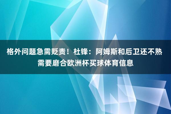 格外问题急需贬责！杜锋：阿姆斯和后卫还不熟 需要磨合欧洲杯买球体育信息